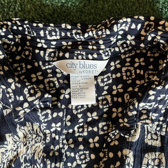 City Blues Navy Patterned Skirt and Button-Down Shirt, Size L - Picture 4 of 5